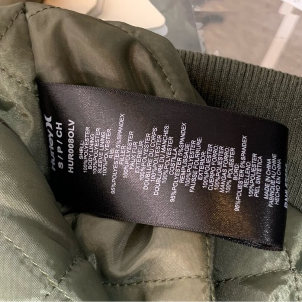 MXSOLD Hurley Babo Trim Bomber Jacket in Olive - Picture 12 of 15